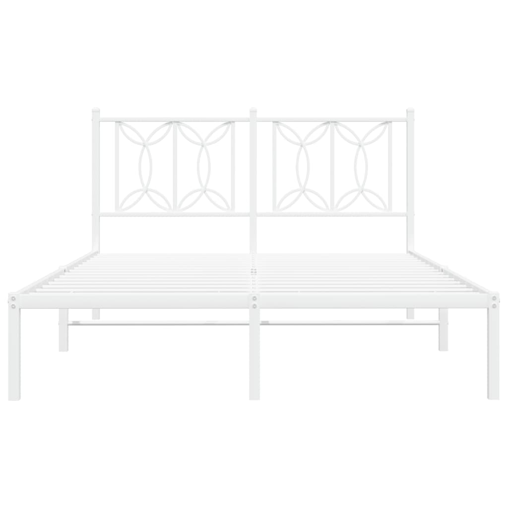 Bedframe met hoofdbord metaal wit 135x190 cm