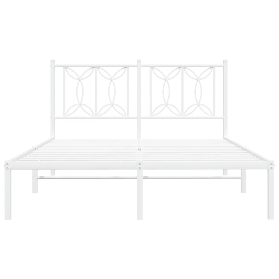 Bedframe met hoofdbord metaal wit 135x190 cm