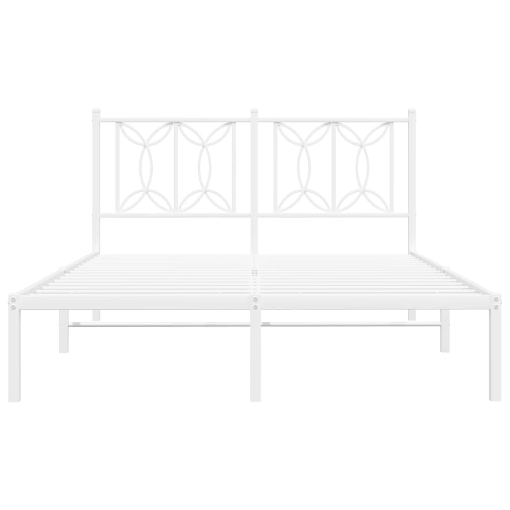 Bedframe met hoofdbord metaal wit 140x190 cm