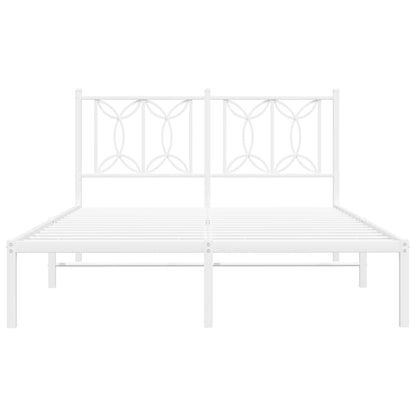 Bedframe met hoofdbord metaal wit 140x190 cm