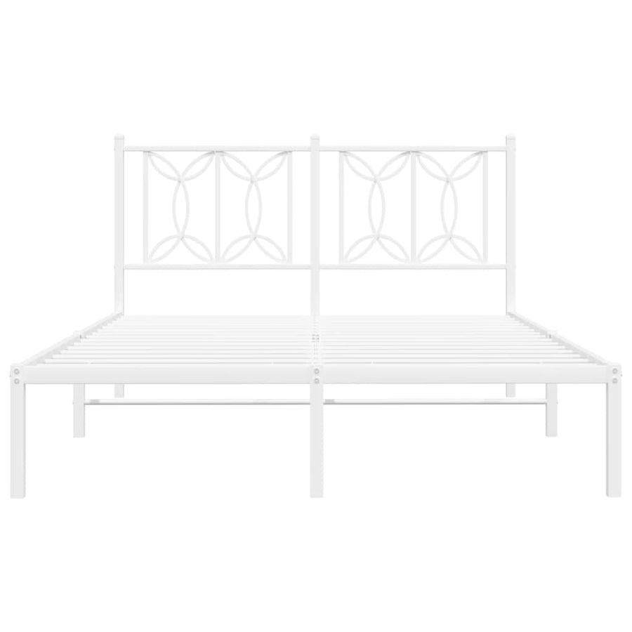 Bedframe met hoofdbord metaal wit 140x190 cm