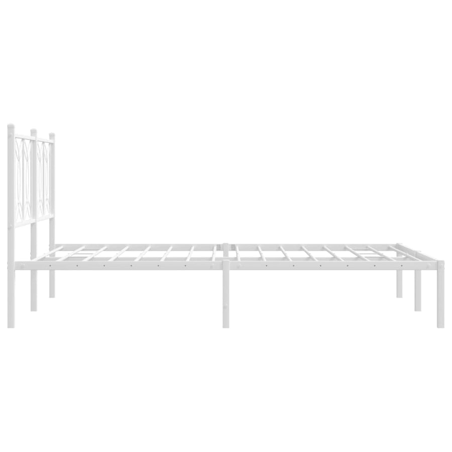 Bedframe met hoofdbord metaal wit 140x190 cm