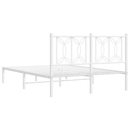 Bedframe met hoofdbord metaal wit 140x190 cm