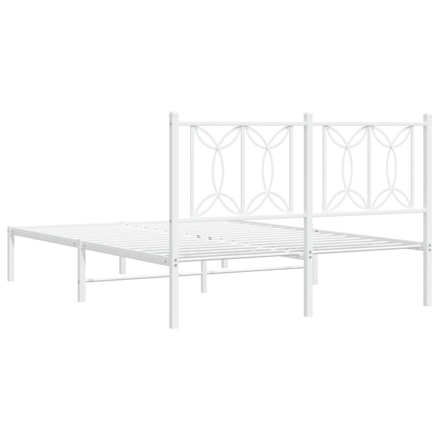 Bedframe met hoofdbord metaal wit 140x190 cm