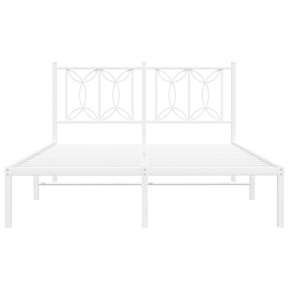 Bedframe met hoofdbord metaal wit 140x200 cm