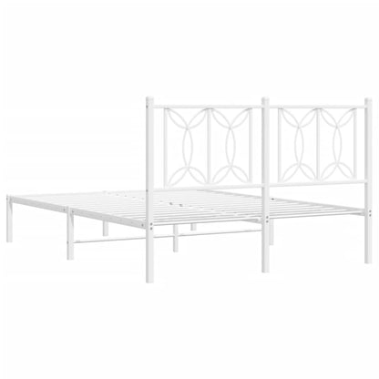 Bedframe met hoofdbord metaal wit 140x200 cm