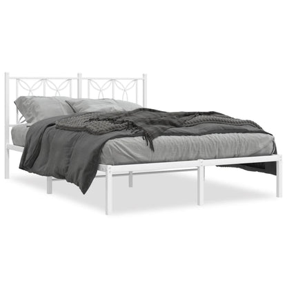 Bedframe met hoofdbord metaal wit 140x200 cm
