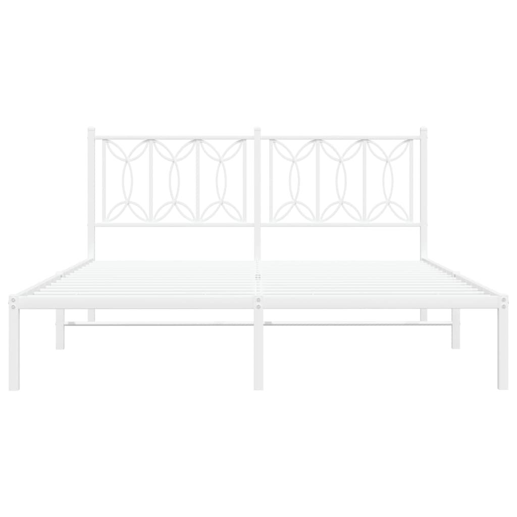 Bedframe met hoofdbord metaal wit 150x200 cm