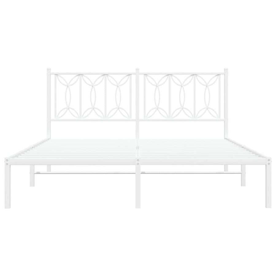 Bedframe met hoofdbord metaal wit 150x200 cm