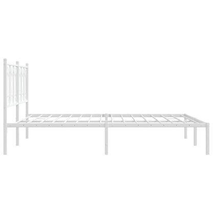 Bedframe met hoofdbord metaal wit 150x200 cm