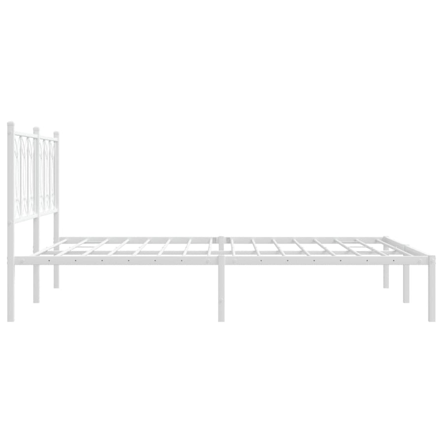 Bedframe met hoofdbord metaal wit 150x200 cm