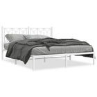 White metal bed frame with headboard 150x200 cm