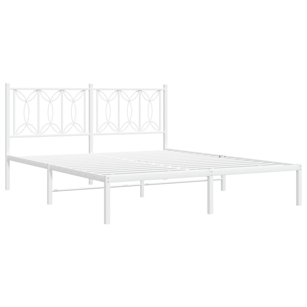 Bedframe Metaal 160 x 200 cm Wit met hoofdbord