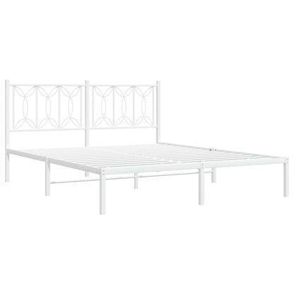 Bedframe Metaal 160 x 200 cm Wit met hoofdbord