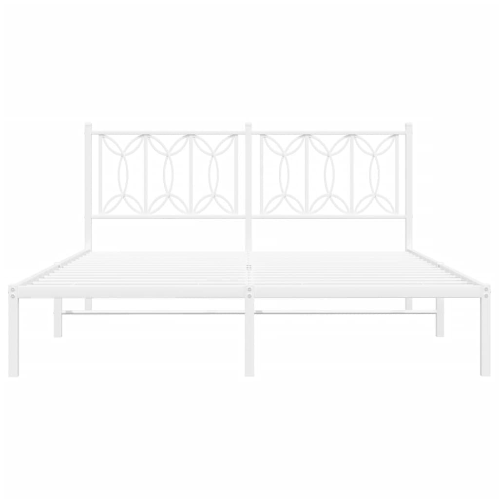 Bedframe Metaal 160 x 200 cm Wit met hoofdbord