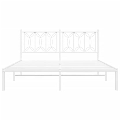 Bedframe Metaal 160 x 200 cm Wit met hoofdbord