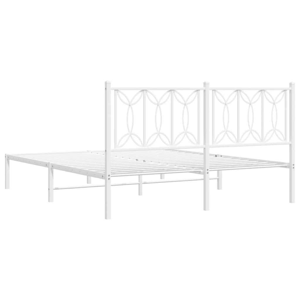 Bedframe Metaal 160 x 200 cm Wit met hoofdbord