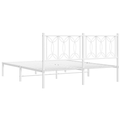 Bedframe Metaal 160 x 200 cm Wit met hoofdbord