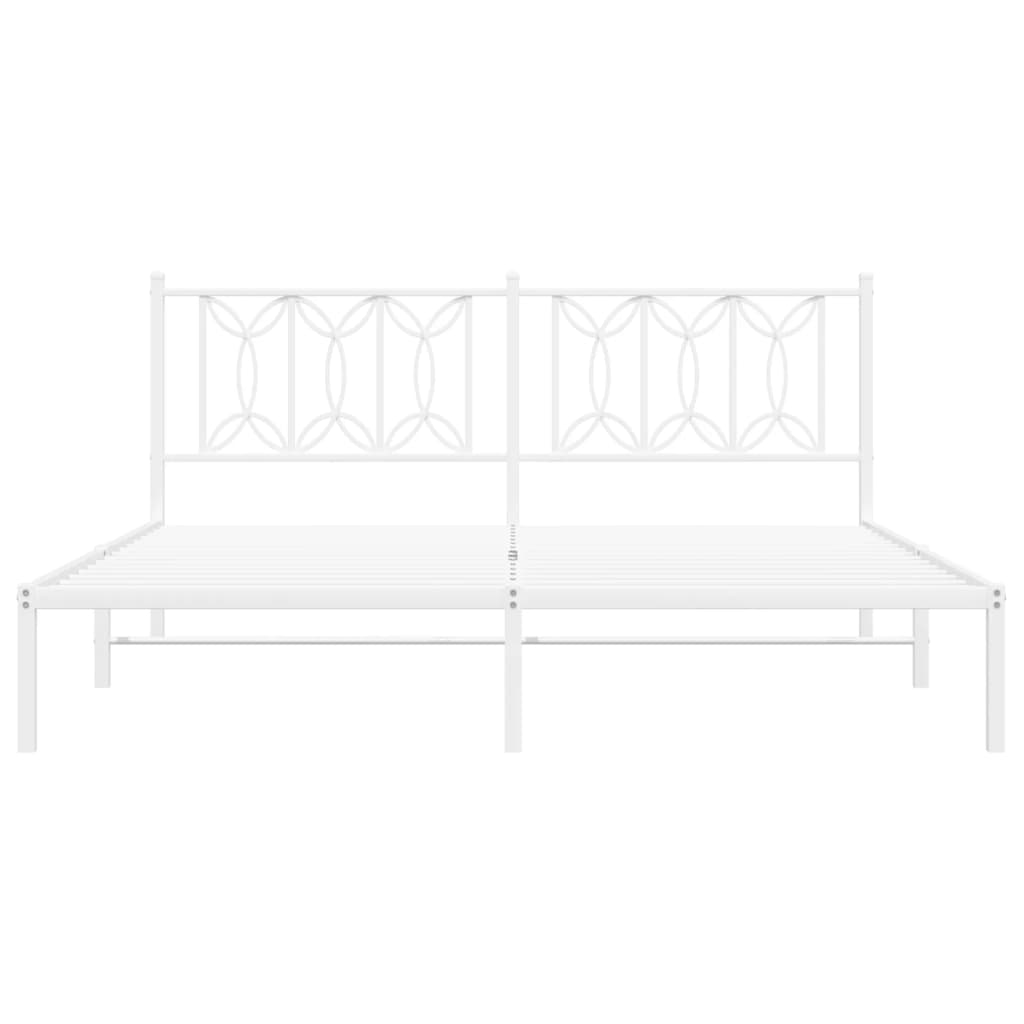 Bedframe Metaal 180 x 200 cm Wit met hoofdbord