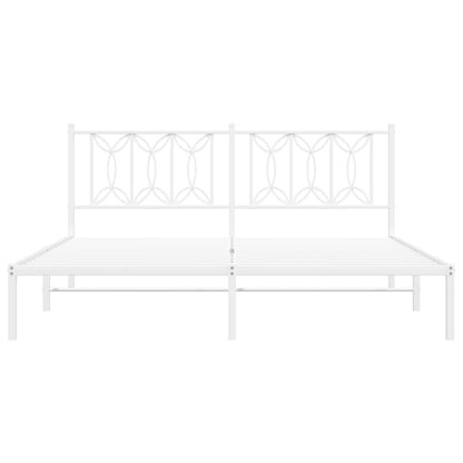 Bedframe Metaal 180 x 200 cm Wit met hoofdbord
