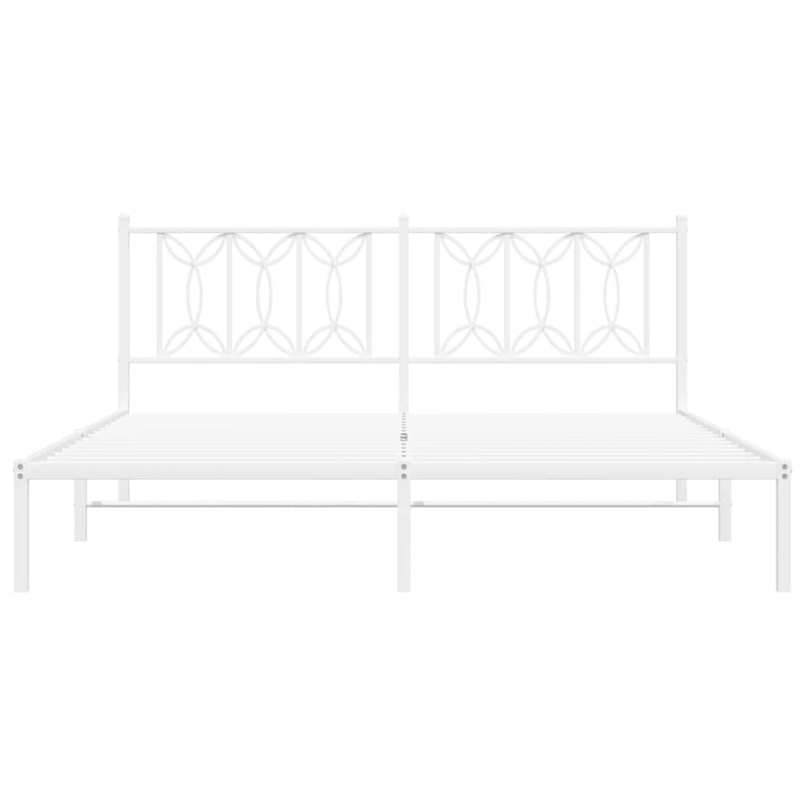 Bedframe Metaal 180 x 200 cm Wit met hoofdbord