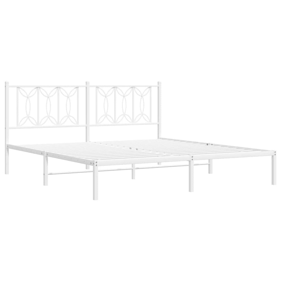 Bedframe met hoofdbord metaal wit 183x213 cm
