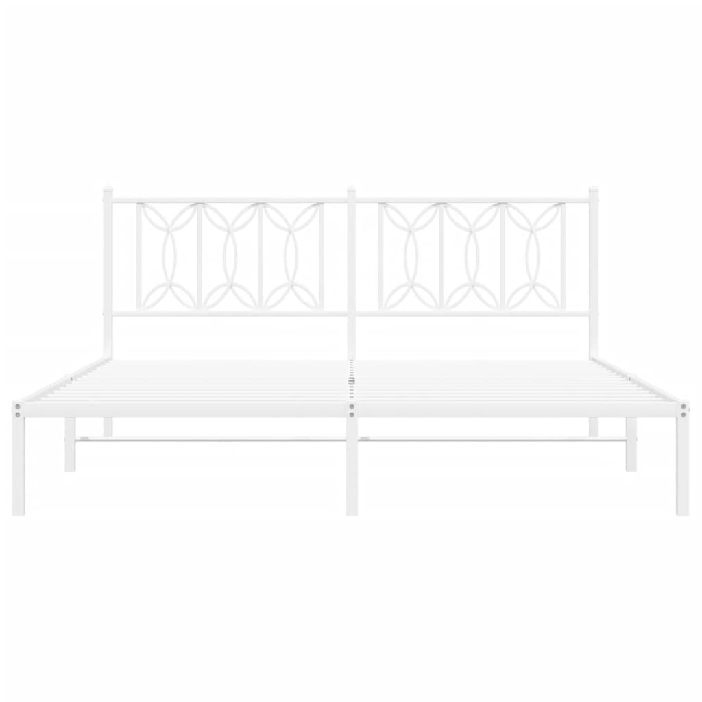 Bedframe met hoofdbord metaal wit 183x213 cm