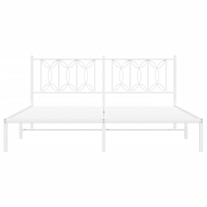 Bedframe met hoofdbord metaal wit 183x213 cm