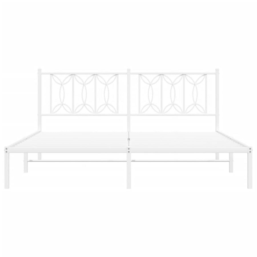 Bedframe met hoofdbord metaal wit 183x213 cm