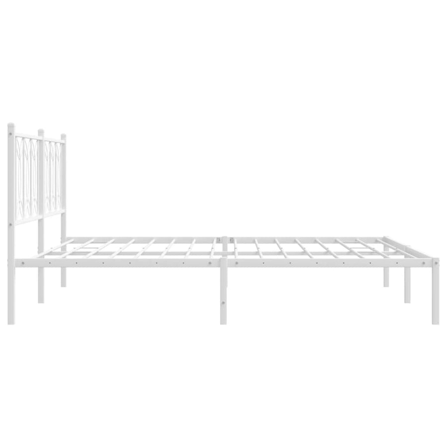 Bedframe met hoofdbord metaal wit 183x213 cm