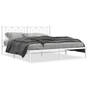 Bedframe metaal wit 183x213 cm met hoofdbord