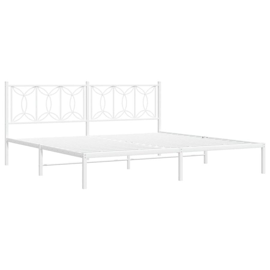 Bedframe met hoofdbord metaal wit 193x203 cm