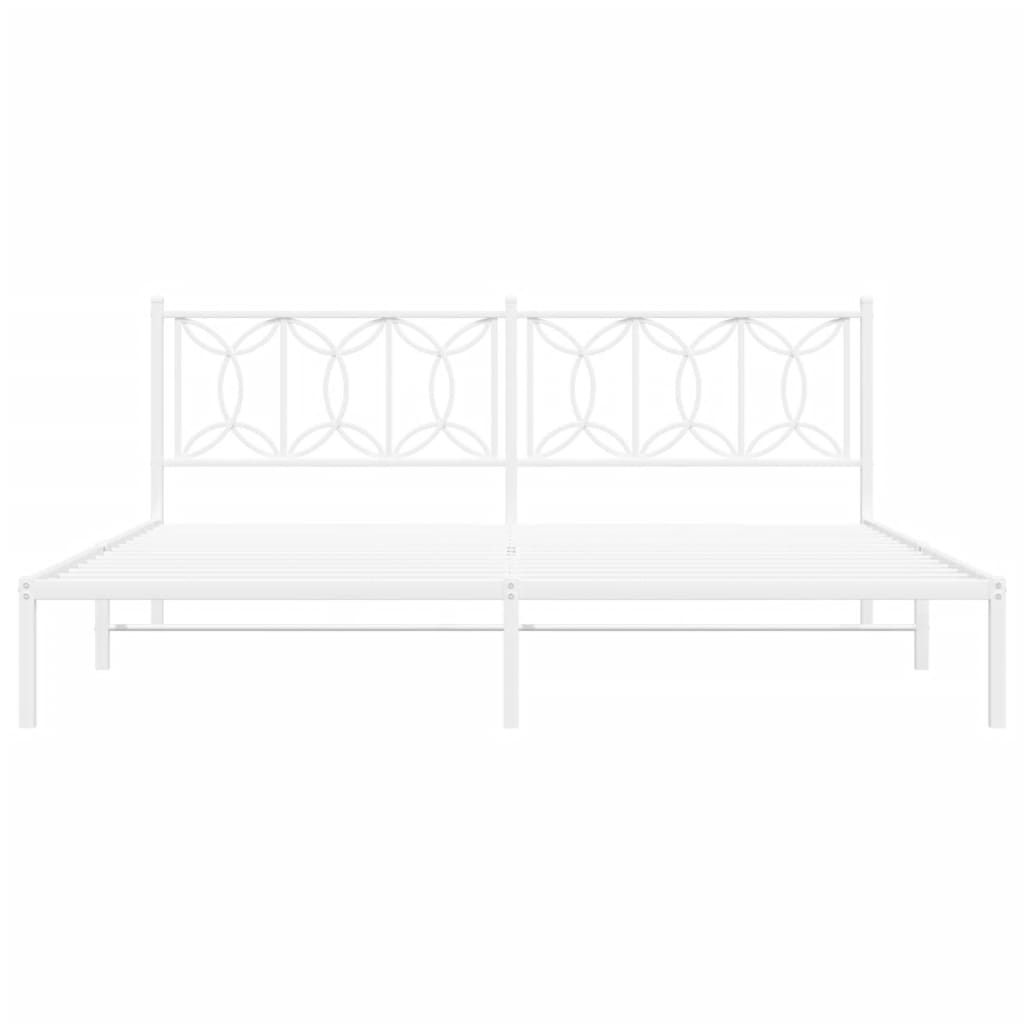 Bedframe met hoofdbord metaal wit 193x203 cm