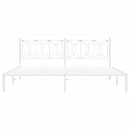 Bedframe met hoofdbord metaal wit 193x203 cm