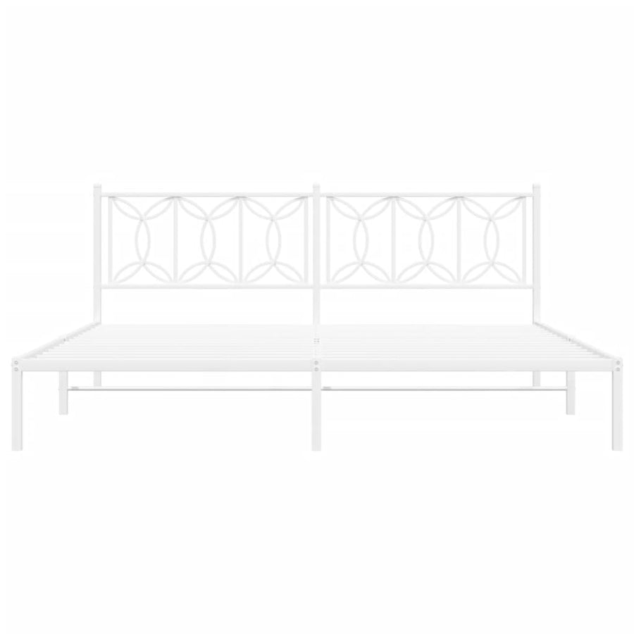 Bedframe met hoofdbord metaal wit 193x203 cm