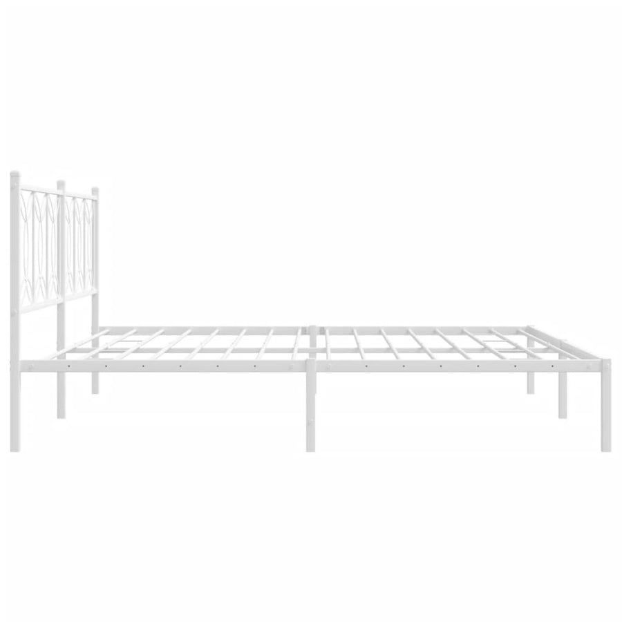 Bedframe met hoofdbord metaal wit 193x203 cm