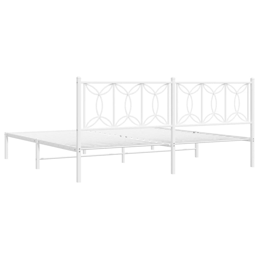 Bedframe met hoofdbord metaal wit 193x203 cm