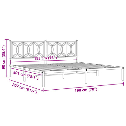 Bedframe met hoofdbord metaal wit 193x203 cm