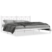 Bedframe metaal wit 193x203 cm met hoofdbord