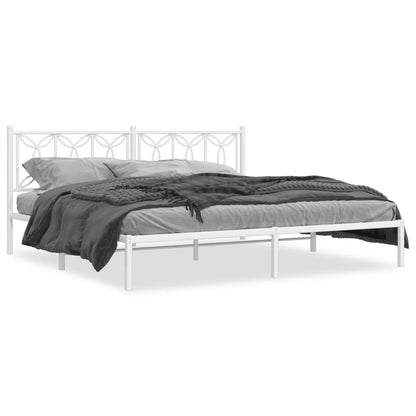 Bedframe met hoofdbord metaal wit 193x203 cm