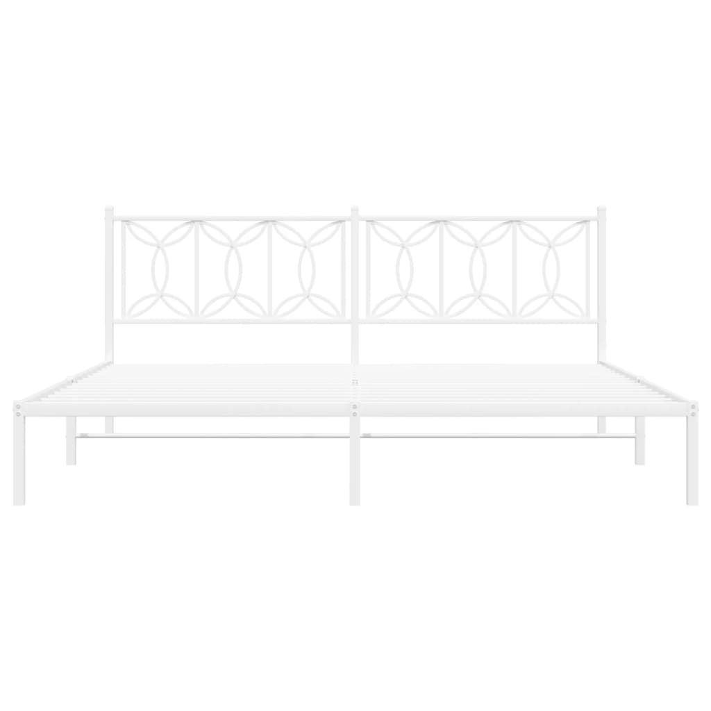 Bedframe met hoofdbord metaal wit 200x200 cm
