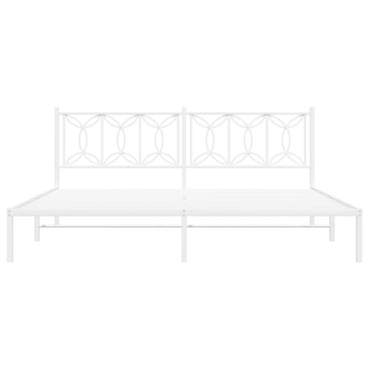 Bedframe met hoofdbord metaal wit 200x200 cm