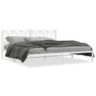 Bedframe metaal wit 200x200 cm met hoofdbord