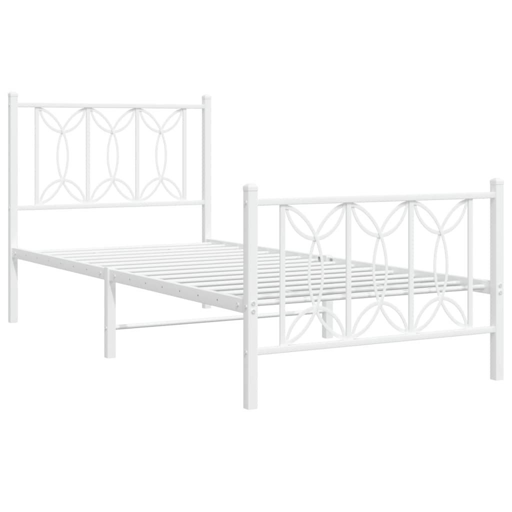 Bedframe met hoofd- en voeteneinde metaal wit 75x190 cm