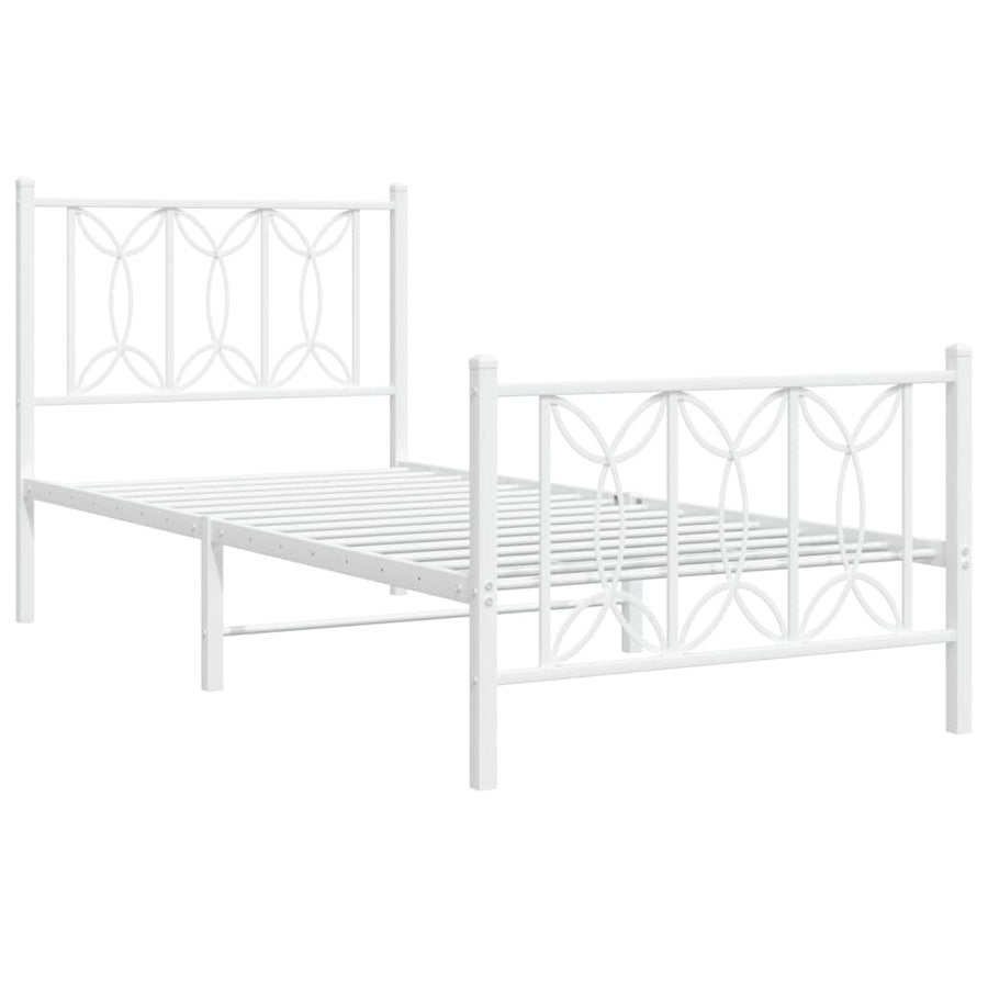 Bedframe met hoofd- en voeteneinde metaal wit 75x190 cm