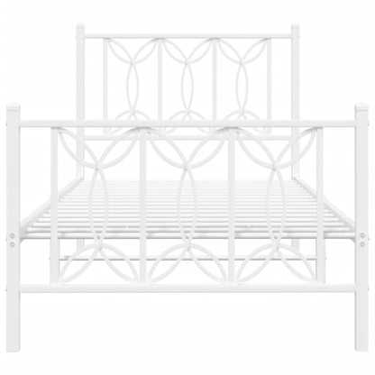 Bedframe met hoofd- en voeteneinde metaal wit 75x190 cm
