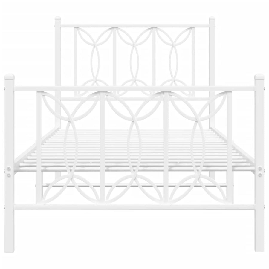 Bedframe met hoofd- en voeteneinde metaal wit 75x190 cm