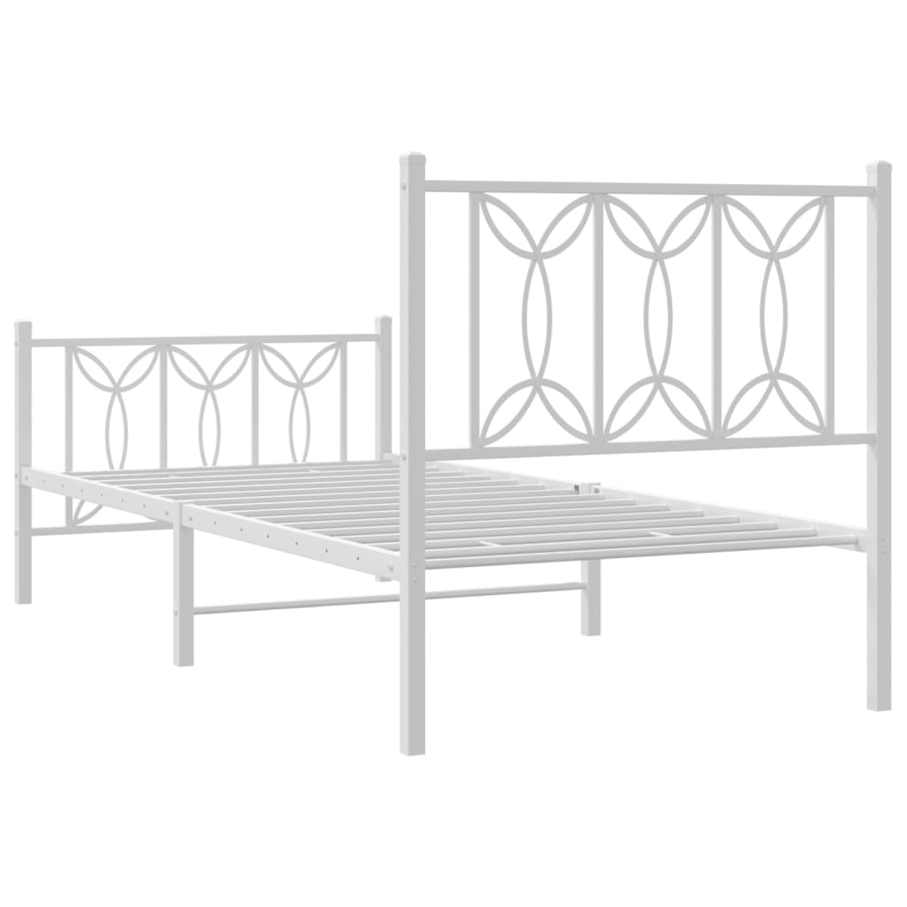 Bedframe met hoofd- en voeteneinde metaal wit 75x190 cm