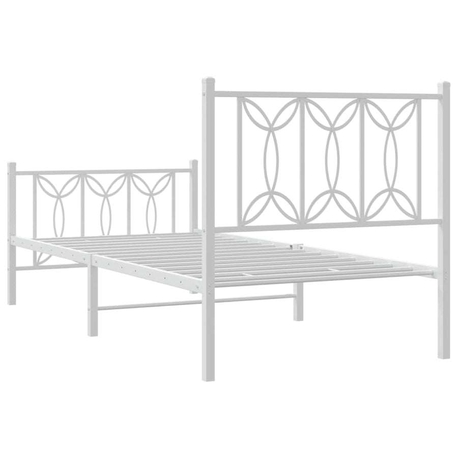 Bedframe met hoofd- en voeteneinde metaal wit 75x190 cm