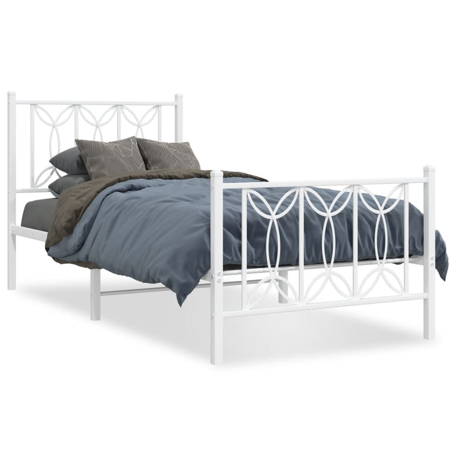 Bedframe met hoofd- en voeteneinde metaal wit 75x190 cm